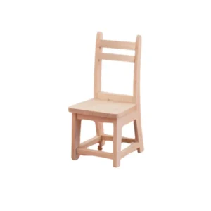 Miniature wooden chair with a simple design, perfect for dollhouse furnishings.