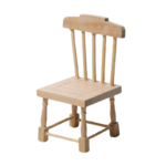 Unfinished miniature natural wooden chair with a classic design, perfect for dollhouses and crafting projects.