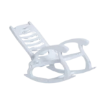 Miniature white rocking chair designed for dollhouses, perfect for crafting projects.