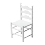 Miniature white slatted chair designed for dollhouses, perfect for adding charm to miniature scenes.