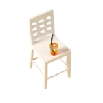 Miniature white slatted side chair, perfect for dollhouses and crafting projects.