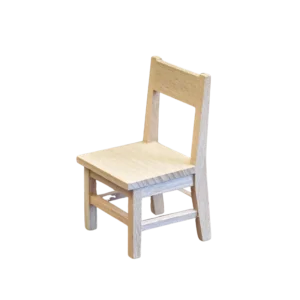 Handcrafted miniature wooden chair designed for dollhouses and crafting projects, perfect for adding charm to any scene.