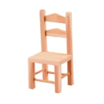 Unfinished wooden miniature chair with a backrest, perfect for dollhouses and craft projects.