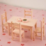 Unfinished wooden miniature chair with a backrest, perfect for dollhouses and craft projects.