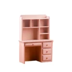 Miniature wooden hutch with shelves and drawers, perfect for dollhouse interior decoration.