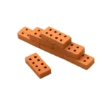 Professional 100-piece set of 1:12 scale terracotta miniature bricks (2cm x 1cm x 0.5cm) with eight symmetrical perforations, perfect for authentic dollhouse and architectural model construction