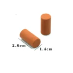 Set of 100 miniature cylindrical terracotta clay columns, featuring a smooth matte finish and precise dimensions of 2.8cm length and 1.4cm diameter, perfect for 1:12 scale architectural models