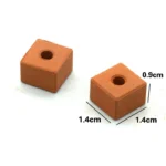 Set of 100 authentic miniature terracotta building blocks with center holes, handcrafted clay bricks for dollhouse construction and scale modeling