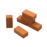 Set of 100 miniature rectangular terracotta clay blocks, featuring a smooth matte finish and uniform dimensions of 2.8cm x 1.4cm x 0.9cm, perfect for 1:12 scale architectural models