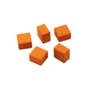 Set of 5 miniature square terracotta clay blocks, featuring a smooth matte finish and uniform cubic dimensions, perfect for 1:12 scale architectural models