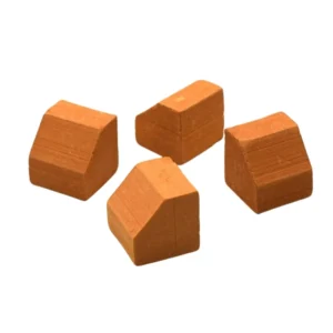 Set of 100 miniature terracotta cube blocks measuring 1.4cm on each side with distinctive sloped top surface, featuring natural clay texture and warm orange-red color, perfect for 1:12 scale architectural detailing