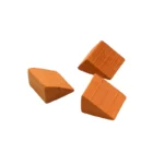 Set of 100 miniature terracotta wedge-shaped blocks with linear texture, featuring a smooth matte finish and precise dimensions of 1.4cm x 1.4cm x 0.9cm, perfect for 1:12 scale dollhouse roofing and architectural models