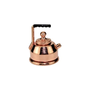 1:12 Scale Miniature Copper Kettle - Classic Tea Kettle with Black Handle and Spout - 24×20mm Dollhouse Kitchen Accessory