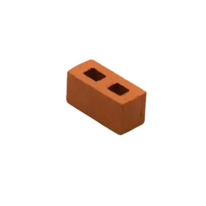 Set of 100 miniature terracotta double hollow bricks for dollhouse construction, featuring two holes and authentic clay texture, perfect for 1:16 scale architectural projects