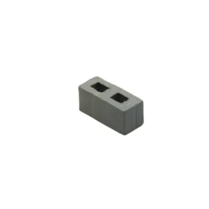 Set of 100 miniature double hollow concrete blocks in gray, featuring two square holes and precise 1:16 scale dimensions, ideal for dollhouse and architectural model construction