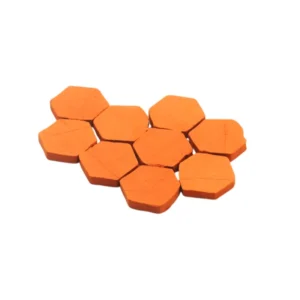 Set of 100 miniature terracotta hexagonal clay tiles for dollhouse flooring, featuring authentic clay texture and honeycomb pattern design for 1:16 scale miniature projects