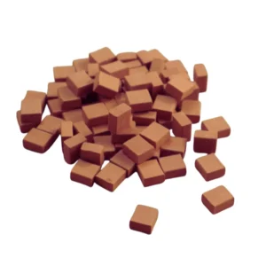 Set of 100 miniature terracotta clay bricks for dollhouse construction, featuring uniform size and authentic clay texture, perfect for scale model building projects